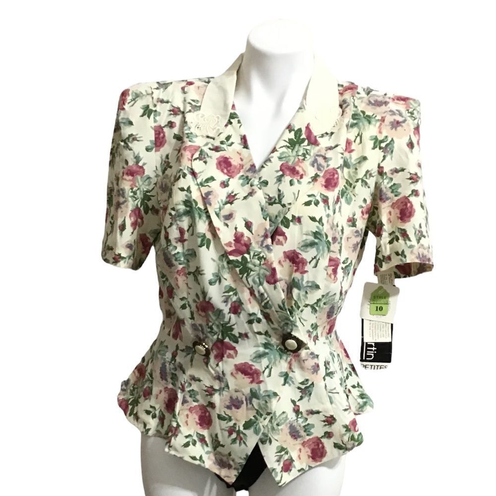 Sheri Martin Vintage Hourglass Blazer 1980’s Dead Stock Floral Petite